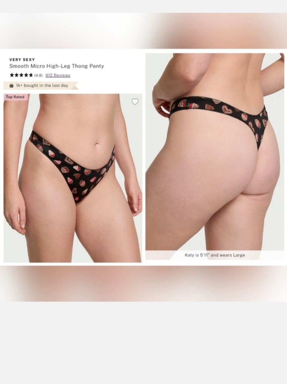 Victoria's Secret Very Sexy Smooth Micro High-leg Thong Panty SMALL